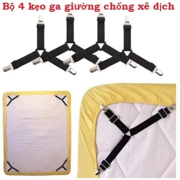 Bộ  kẹp ga giường chống tuột, cố định ga nệm -dây kẹp đàn hồi tiện dụng