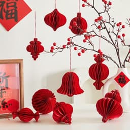 Đèn Lồng Tổ Ong Ni Lông Nilon MiNi Màu Đỏ Dùng Trang Trí Lễ Hội Tết Năm Mới Trung Thu Nhà Cửa Mẫu mới 2026 1