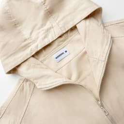 Áo khoác nữ Eira kaki xám trắng cotton mát, chống nắng UV, form ngắn basic có mũ 5
