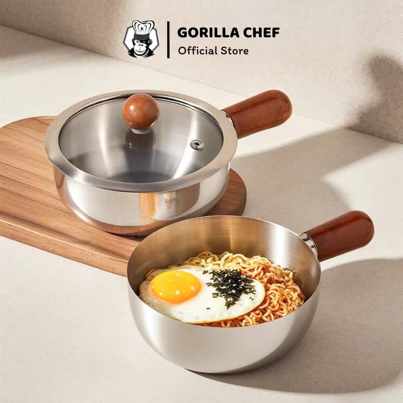 Quánh nấu cháo cho bé 14cm inox 304 GORILLA CHEF không phủ chống dính, an toàn cho sức khỏe