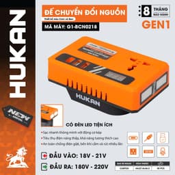 [Có đèn LED] Đế chuyển đổi nguồn HUKAN G1-BCN0218, Chuyển từ 21v lên 180v~220v - Chân pin phổ thông 1