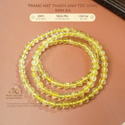 Ngọc Đan Tâm - Chuỗi Vòng Tay Thạch Anh Tóc Vàng 5mm 6A - Mệnh Kim và Mệnh Thổ 1