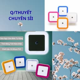 COMBO 4 Đèn ngủ LED hình vuông, cảm biến ánh sáng, 0.5w tiết kiệm điện [quangthuyet] 1