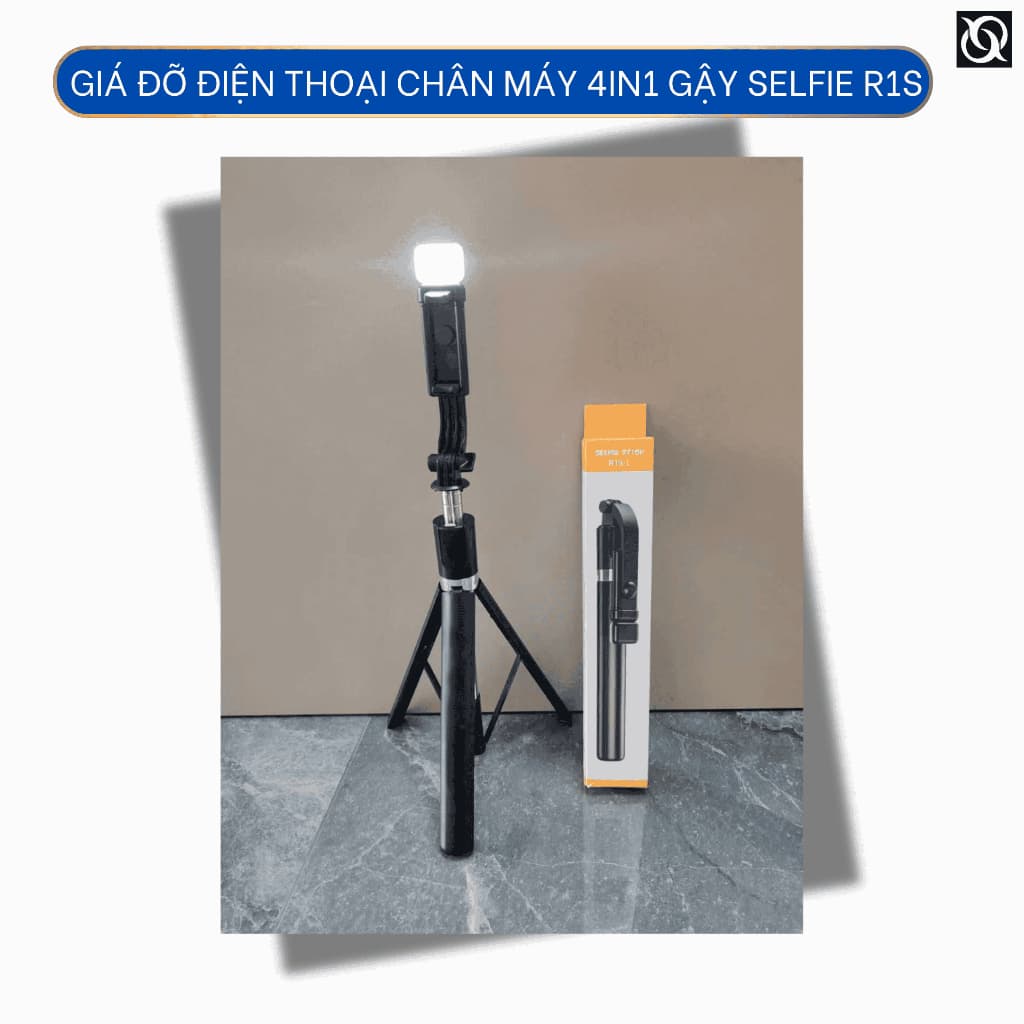 Gậy Selfie Tripod R1SL Cao 1m7 Có Đèn LED & Điều Khiển Từ Xa – Chân Đế Vững Chắc, Xoay 360°