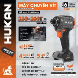 Thân máy chuyên vít búa cải tiến HUKAN G1-S230sive, Lực siết 230-260Nm MAX, 4 tốc độ, 4 chế độ 7