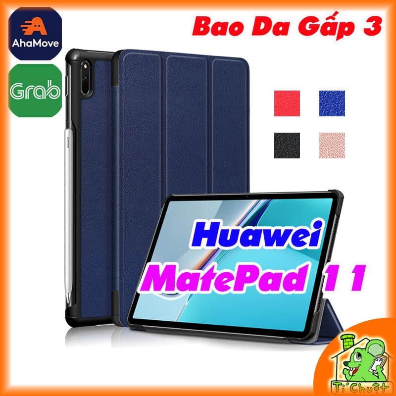 [Ảnh Thật] Bao Da MTB Huawei MatePad 11 2021 Gấp 3 Khúc Lưng Cứng Có Nam Châm