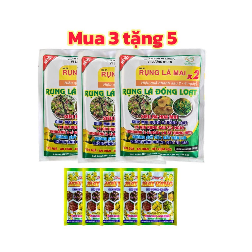 COMBO 3 GÓI RỤNG LÁ MAI ĐỒNG LOẠT TẶNG 5 GÓI SIÊU DƯỠNG NỤ MAI