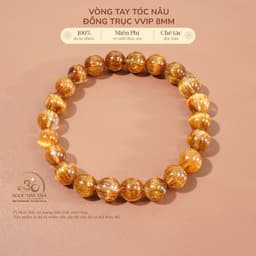 Ngọc Đan Tâm - Vòng Tay Tóc Nâu Đồng Trục VVIP 8mm - Mệnh Thổ & Mệnh Kim 1