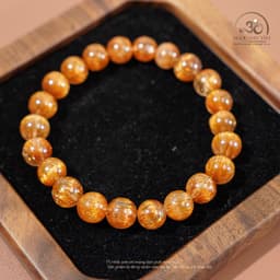 Ngọc Đan Tâm - Vòng Tay Tóc Nâu Đồng Trục VVIP 8mm - Mệnh Thổ & Mệnh Kim 7
