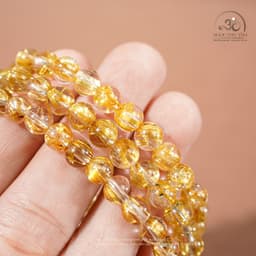 Ngọc Đan Tâm - Chuỗi Thạch Anh Tóc Vàng Đồng Trục VVip 6mm - Mệnh Thổ & Mệnh Kim 6
