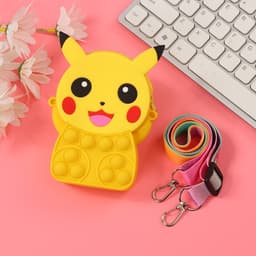[Mới] Túi xách silicon pop it hình pikachu đeo chéo thời trang đựng bao bì lì xì, mỹ phẩm 6