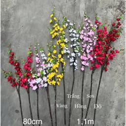 Cành Hoa Mai Cổ Trang Trí Tết, 1 Cành Cao 90cm, 5 Nhánh Nhiều Hoa Lụa, Cành Đào Nhật Giả Cao Cấp 1