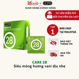 Bao Cao Su Mỏng Trơn CARE 28 Hương Vani Nhiều Gel Bôi Trơn, Kéo Dài Thời Gian CARE LATEX -18centi 1