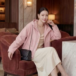 Áo Khoác Kaki Jolly Nữ Gooan - 100% Cotton, Kiểu Dáng Boxy Hàn Quốc, Có Mũ, Nhiều Màu Pastel Đẹp, Hồng, Xám, Be, Đen. 5