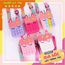 Túi đeo chéo silicon pony kỳ lân bong bóng pop it cho bé gái quà tặng tết đựng bao lì xì, túi tỏi 1