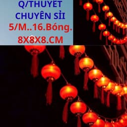 ''Đèn Led Không Nháy''đèn lông đỏ''loại to 16 bóng'' 5m, 8x8x8cm trang trí tết, cưới hỏi  ''TH'' 3