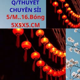 "Đèn Lông Đỏ" không nháy ''Loại Bé 16 bóng .5M.''5x5x5.'' trang trí tết, cưới hỏi tiết kiệm điện dài 5m''TH'' 1