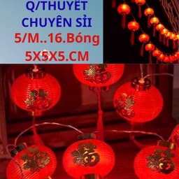 "Đèn Lông Đỏ" không nháy ''Loại Bé 16 bóng .5M.''5x5x5.'' trang trí tết, cưới hỏi tiết kiệm điện dài 5m''TH'' 3