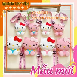 [Lớn, vừa điện thoại] Túi xách silicon pop it Hello kitty đeo chéo đựng lì xì, điện thoại thời trang 1
