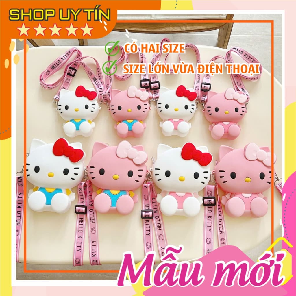 [Lớn, vừa điện thoại] Túi xách silicon pop it Hello kitty đeo chéo đựng lì xì, điện thoại thời trang
