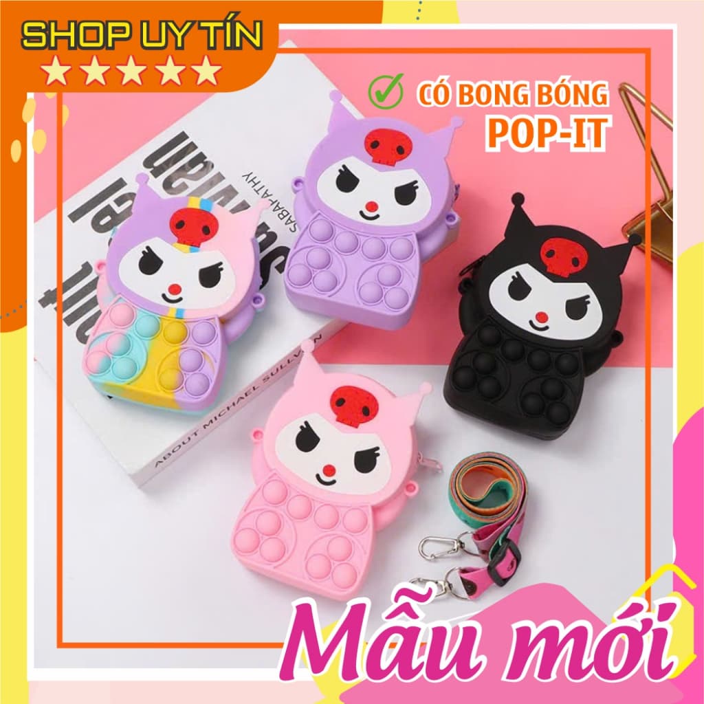 [Mới] Túi xách nữ đeo chéo silicon hình kuromi bong bóng pop-it thời trang dễ thương cho bé