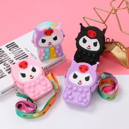 [Mới] Túi xách nữ đeo chéo silicon hình kuromi bong bóng pop-it thời trang dễ thương cho bé 2