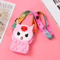 [Mới] Túi xách nữ đeo chéo silicon hình kuromi bong bóng pop-it thời trang dễ thương cho bé 6