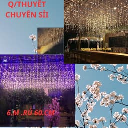 ''Đèn Rèm'' /6M thả 60cm/24 sợi Led Rủ  Trang Trí Ngoài Trời Trang Trí Nhà Cửa ''TH'' 1