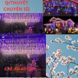 ''Đèn Rèm'' /6M thả 60cm/24 sợi Led Rủ  Trang Trí Ngoài Trời Trang Trí Nhà Cửa ''TH'' 2