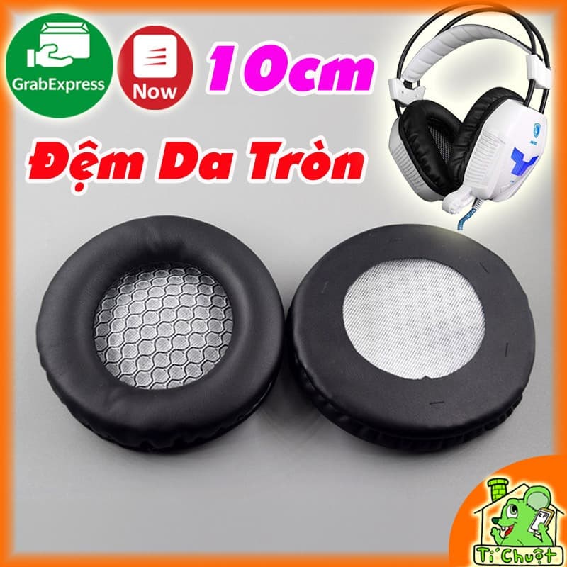 [1 Cặp] Đệm Da Mút Bọc Tai Nghe Tròn 10cm 100mm Headphones Game Trùm Đầu 10 cm 100 mm Dày 2cm