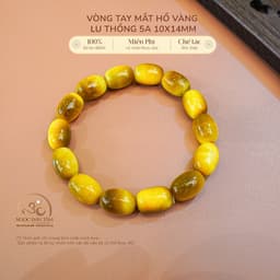 Ngọc Đan Tâm - Vòng Tay Đá Mắt Hổ Vàng Lu Thống 5A 10x14mm - Mệnh Kim & Mệnh Thổ 1