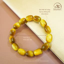Ngọc Đan Tâm - Vòng Tay Đá Mắt Hổ Vàng Lu Thống 5A 10x14mm - Mệnh Kim & Mệnh Thổ 2