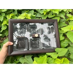 Khay GỖ SỒI đựng mứt tết NẮP KÍNH, kích thước vuông 26cm, chữ nhật 36*24cm cao 10cm 7
