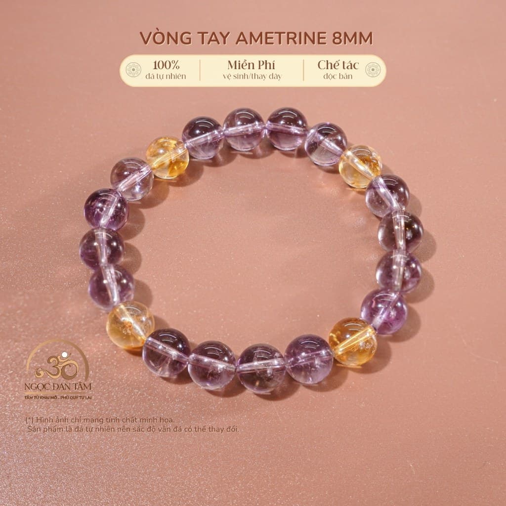 Ngọc Đan Tâm - Vòng Tay Ametrine 8mm 2A - Mệnh Thổ
