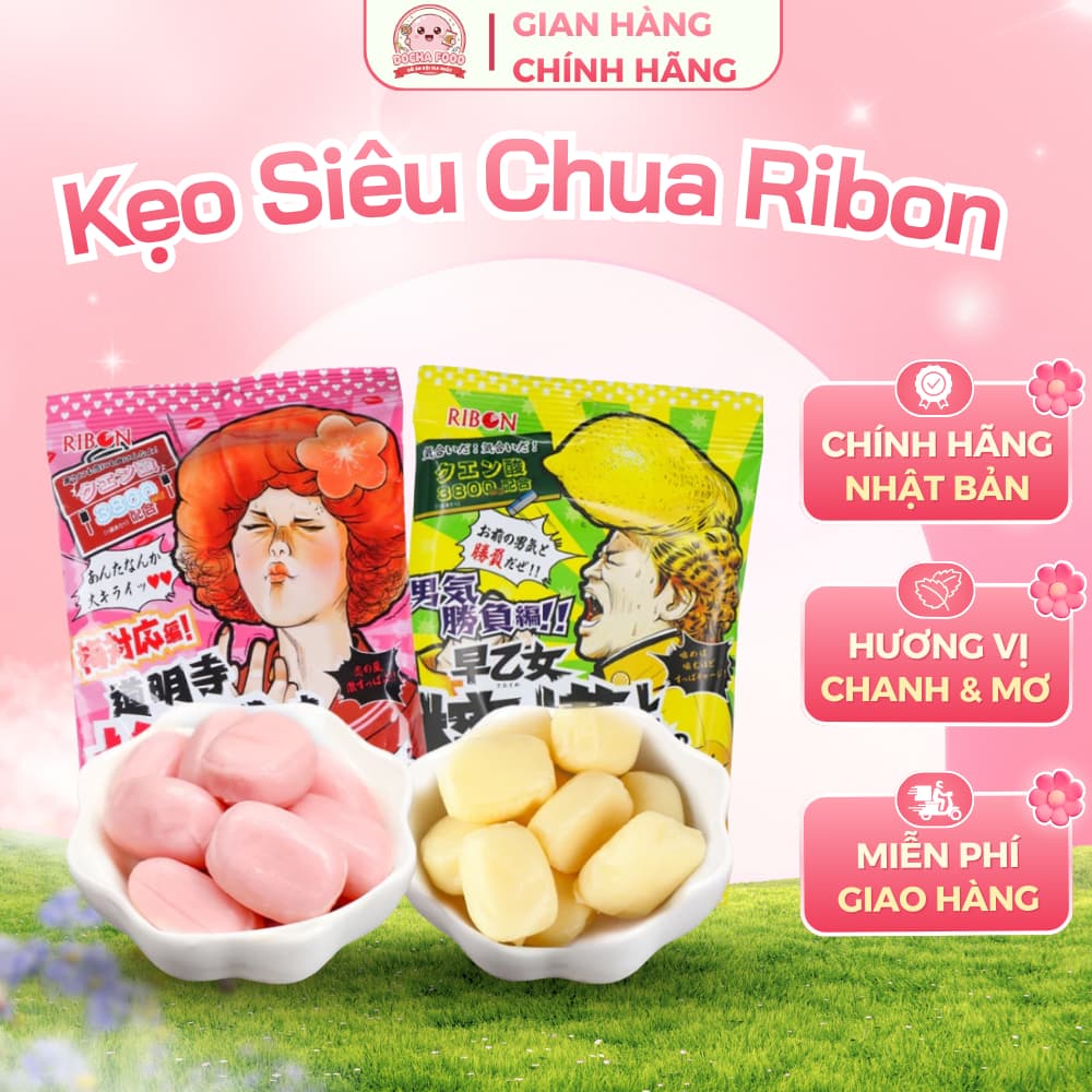 [Date Mới] Kẹo Siêu Chua RIBON Vị Chanh & Mơ Nội Địa Nhật 70g