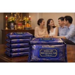 Khăn ướt bao sái bàn thờ hương quế KYTO mềm nhẹ nhàng làm sạch các vật phẩm thờ cúng 1 Gói 30 tờ 7