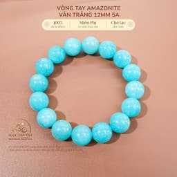 Ngọc Đan Tâm - Vòng Tay Amazonite Vân Trắng 12mm 5A - Mệnh Thuỷ & Mệnh Mộc 1