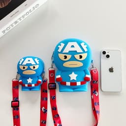 [Lớn, vừa điện thoại] Túi xách silicon cho bé trai đeo chéo đựng lì xì thời trang hình siêu nhân nhện người sắt dơi 2