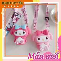 [Mới] Túi xách đeo chéo silicon hình thỏ tai dài My Melody thời trang dễ thương, đựng bì lì xì, túi tỏi bé gái 1