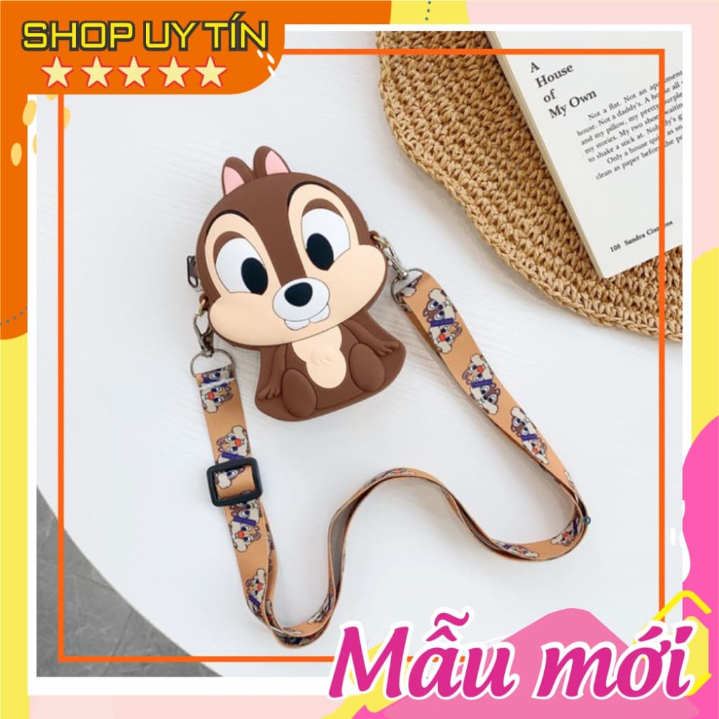 [Mới] Túi xách đeo chéo silicon hình sóc nâu chip & dale thời trang dễ thương đựng bì lì xì mỹ phẩm