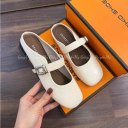 [ Giày Dép Huyền My ] Giày sục nữ da mềm quai ngang phối khuy bạc hàng cao cấp full hộp - LT57 6