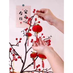 {30 CÁI} Quả cầu nhung tròn trang trí tết phiên bản mini, đèn lồng đỏ bằng nhựa bọc nhung treo cây quất đào 2026 2