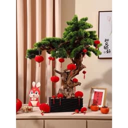 {30 CÁI} Quả cầu nhung tròn trang trí tết phiên bản mini, đèn lồng đỏ bằng nhựa bọc nhung treo cây quất đào 2026 3