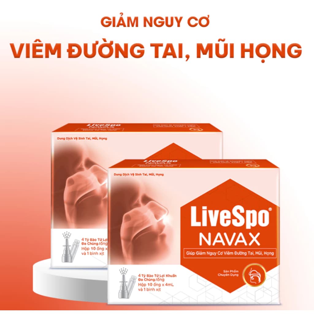 Livespo NAVAX ( HỘP MÀU ĐỎ ) [ 10 ống x 4ml và 1 Bình Xịt ] Nước muối chứa bào tử lợi khuẩ> BUN BUN SHOP