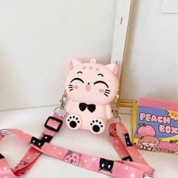 [Lớn, vừa điện thoại] Túi đeo chéo silicon hình mèo cười thời trang đựng bao lì xì, mỹ phẩm, điện thoại, làm quà tặng 4