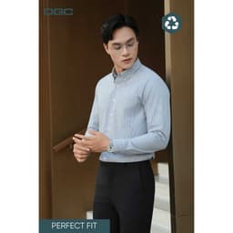 Sơ mi dài tay DGC Dáng Ôm Perfect Fit, Dòng công sở cổ Button down, kẻ tăm vạt lượn - SASDBE42M 3