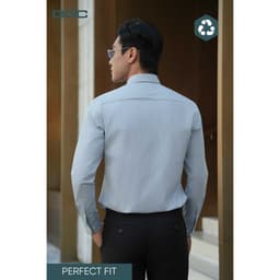 Sơ mi dài tay DGC Dáng Ôm Perfect Fit, Dòng công sở cổ Button down, kẻ tăm vạt lượn - SASDBE42M 4