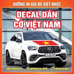Cờ đỏ sao vàng_ Decal dán xe ô tô có keo dán sẵn_Bóc ra là dán 1