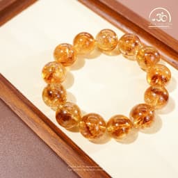 Ngọc Đan Tâm - Vòng Tay Thạch Anh Vàng Hoa Bay 13mm 3A - Mệnh Kim & Mệnh Thổ 7