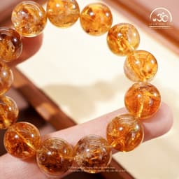 Ngọc Đan Tâm - Vòng Tay Thạch Anh Vàng Hoa Bay 13mm 3A - Mệnh Kim & Mệnh Thổ 8